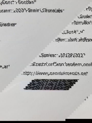 2020 chronicles prizm black signatures justin Jefferson #9