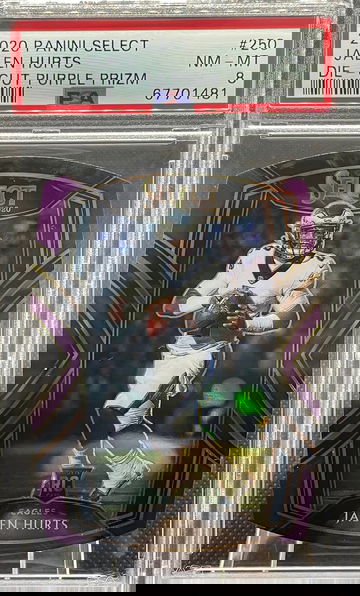 2020 Jalen Hurts Panini Select Purple Die-Cut RC SP #250 Club Level PSA 8 NM-MT