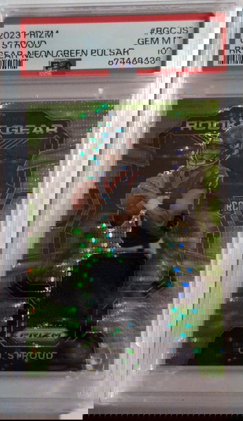 2023 Prizm CJ Stroud #RGCJS Rookie Gear Neon Green Pulsar 