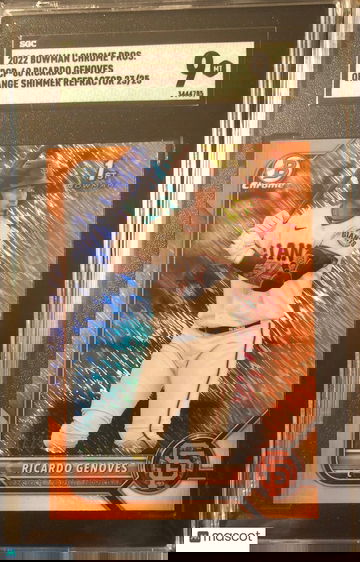 Ricardo Genoves 2022 Bowman Chrome Orange Shimmer Refractor 23/25 SGC 9 Giants