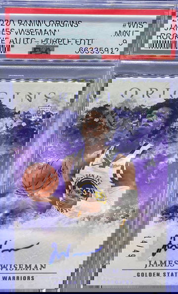 JAMES WISEMAN 2020-21 PANINI ORIGINS PURPLE FOTL ROOKIE AUTO /49 GOLDEN STATE WARRIORS PSA 9 MINT
