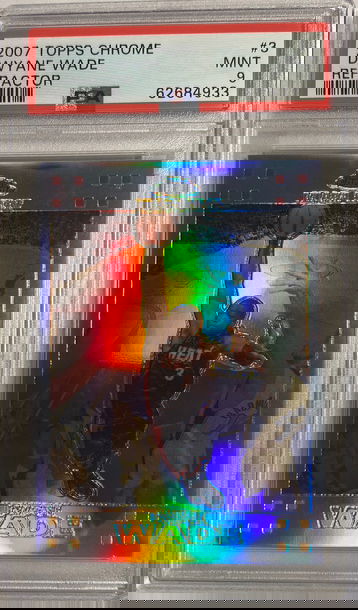 2007-08 Topps Chrome Dwyane Wade Refractor #611/999 PSA 9 MINT Heat #3