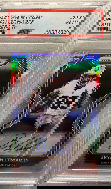 2020 panini Prizm Bryan Edwards silver Prizm auto psa 9 raiders