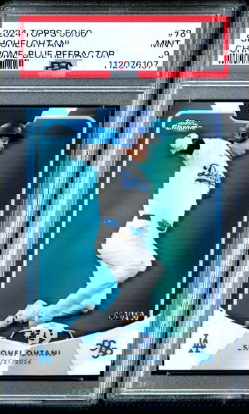 2024 TOPPS 50/50 SHOHEI OHTANI CHROME-BLUE REFRACTOR #63/150 PSA 9