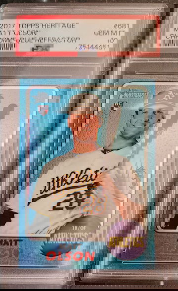 2017 Topps Heritage Matt Olson Blue Chrome Refractor PSA 10
