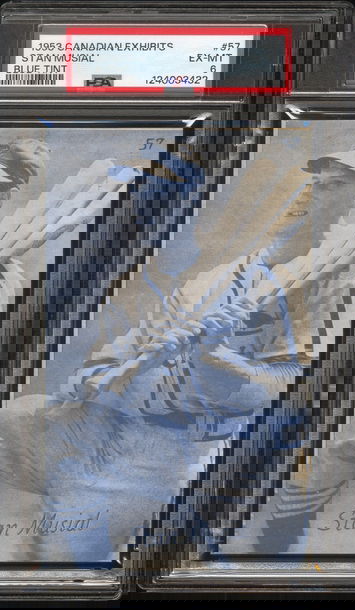 STAN MUSIAL 1953 Canadian Exhibits #57 Blue Tint PSA 6 EX-MT