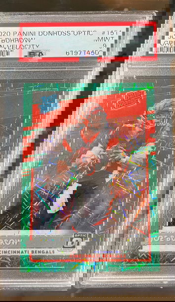2020 Panini Donruss Optic Joe Burrow Green Velocity PSA 9