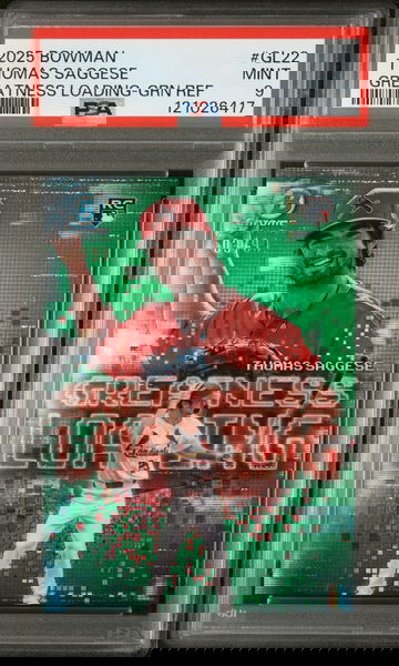 2025 Bowman #GL22 Thomas Saggese Greatness Loading /99 PSA 9