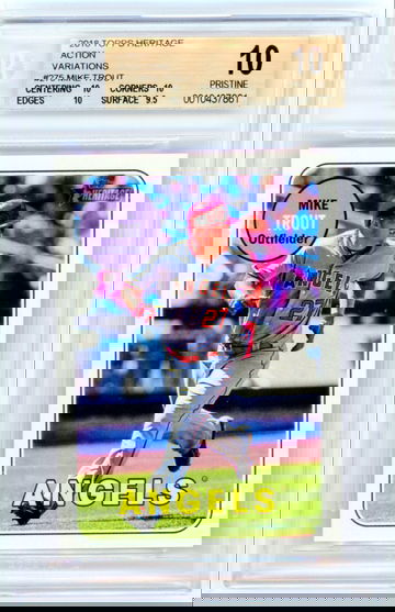 2018 Topps Heritage #275 Mike Trout Action Variation BGS 10 Pristine!!