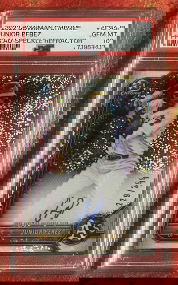 2022 Bowman Chrome Junior Perez Speckle Refractor /299 Auto PSA 10 #CPA-JP
