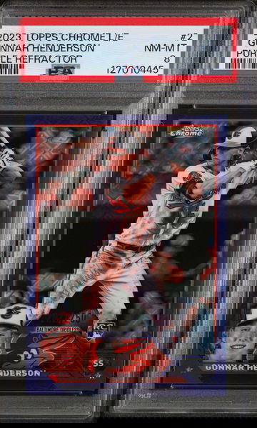 2023 Topps Chrome Logofractor Purple Refractor Gunnar Henderson #2 /250 PSA 8