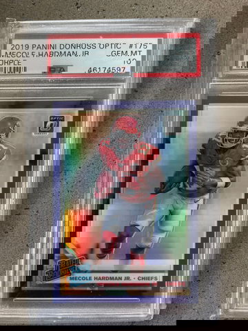 2019 MECOLE HARDMAN JR PANINI DONRUSS PURPLE OPTIC /50 PSA GEM MT 10