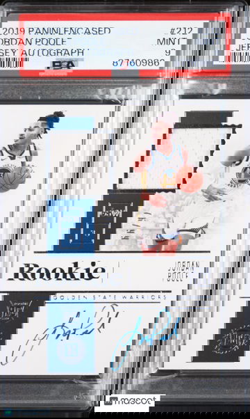 Jordan Poole 2019 Panini Encased Jersey Autograph #212 Rookie RC /99 - PSA 9