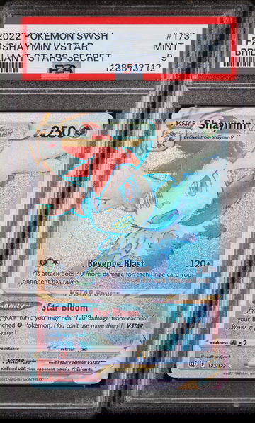 2022 Pokemon Sword and Shield Brilliant Stars Secret Rare Shaymin Vstar #173 /172 PSA 9