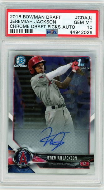 Jeremiah Jackson 2018 Bowman Chrome RC Autograph PSA 10 Gem Mint