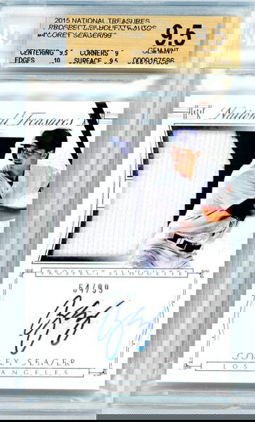 2015 National Treasures #4 Corey Seager Patch Autograph /99 BGS 9.5 w/ 10 AUTO 10 AUTO!