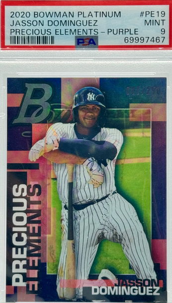 2020 BOWMAN PLATINUM JASSON DOMINGUEZ PRECIOUS ELEMENTS - PURPLE/250 #PE19 PSA 9 MINT
