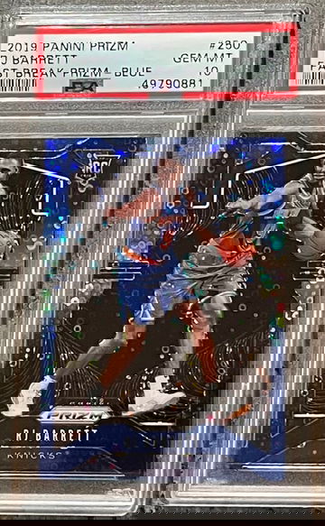2019 PANINI PRIZM RJ BARRETT FAST BREAK BLUE RC ROOKIE PSA 10 /175