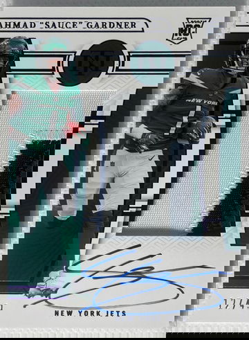 2022 Panini National Treasures Ahmad "Sauce" Gardner Rookie Patch Auto RPA #185 RC Purple /49