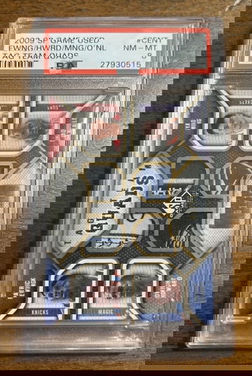 2009-10 UD SP Game Used Tag Team Quads /10 Yao Ming / Shaquille O'Neal / Patrick Ewing / Dwight Howard - PSA 8