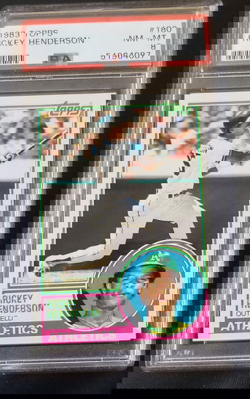 1983 TOPPS  #180 RICKEY HENDERSON PSA 8 NM- MINT