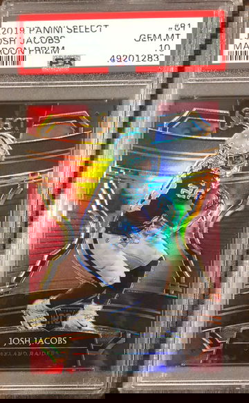 2019 Panini Select #81 Josh Jacobs RC Rookie Maroon Prizm /149 PSA 10 Gem Mint Raiders Premier Level