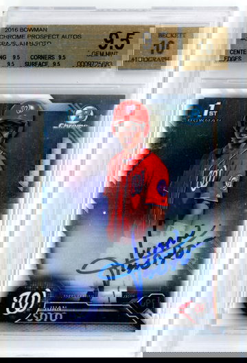 2016 BOWMAN CHROME PROSPECTS AUTOS JUAN SOTO AUTO BGS 9.5 WITH A 10 AUTO