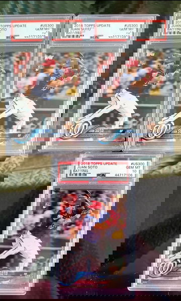 (3) 2018 Topps Update Juan Soto PSA 10 #US300 RC YOU GET ALL 3 CARDS ***PSA NUMBERS MAY BE DIFFERENT BUT ARE ALL PSA 10s***