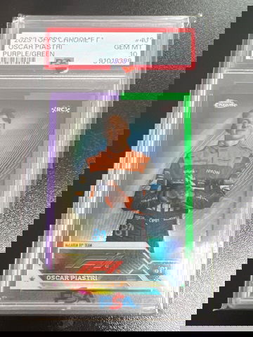 2023 Topps Chrome Oscar Piastri Purple/Green PSA 10