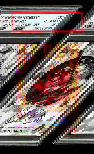 2019 Bowman's Best Corbin Carroll 1999 Franchise Favorites Atomic Refractor Auto /25 - PSA 10