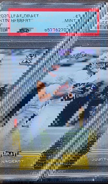 2020 JUSTIN HERBERT Leaf Draft GOLD PSA 9 XRC Rookie RC #3 *LOW POP*