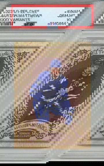2023 UD OPC O-PEE-CHEE WOOD VARIANTS AUSTON MATTHEWS MAPLE LEAFS PSA 10