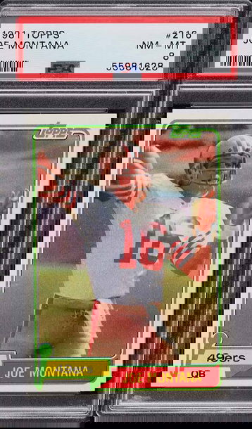 1981 TOPPS FOOTBALL JOE MONTANA ROOKIE RC #216 PSA 8 NM-MT