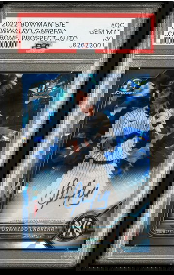 2022 Oswaldo Cabrera RC 1st Bowman Chrome Blue Sapphire Auto PSA 10 GEM 