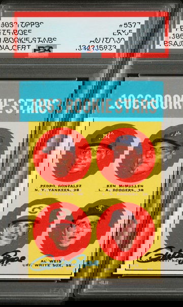 1963 Topps Pete Rose Rookie Stars PSA 5 EX Auto 10