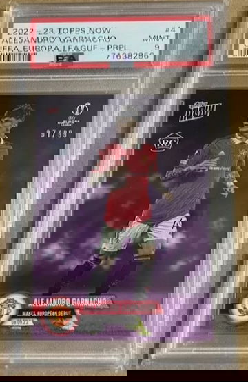 2022 Topps Now UEFA Alejandro Garnacho RC RURO Purple Manchester United 97/99 PSA 9