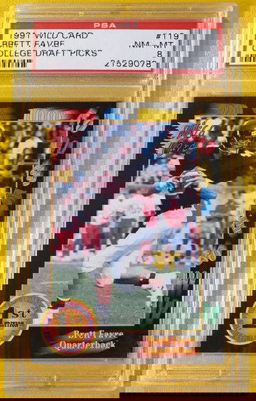 Brett Favre 1991 Wild Card RC Rookie Collegiate Draft Picks #119 PSA 8 NM-MT 