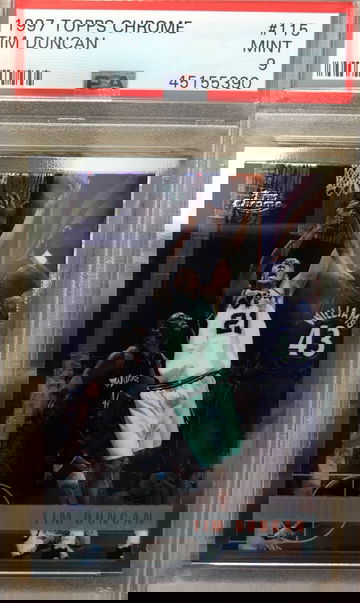 Tim Duncan 1997-98 Topps Chrome Rc #115 PSA 9 Mint!