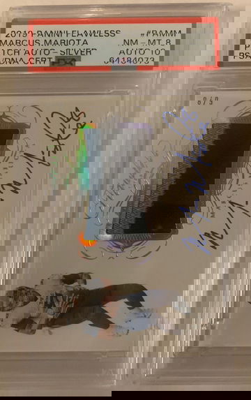 2019 Flawless Marcus Mariota 3 Color Silver Patch Autos /8 PSA 8 / 10
