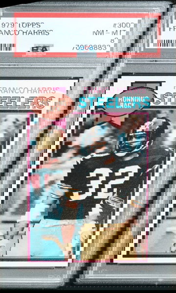 1979 Topps Franco Harris #300 PSA 8 + Joe Greene PSA 7