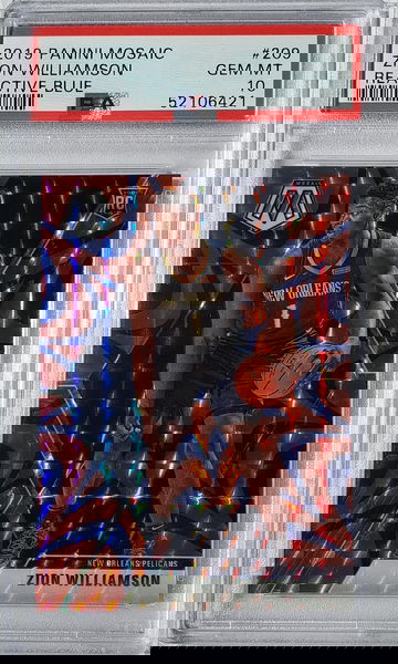 2019 Panini Mosaic Zion Williamson Reactive Blue PSA 10 RC Rookie Card #209