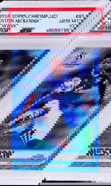 2018 Topps Chrome UCL Blue Wave Weston McKennie #83 /150 PSA 10