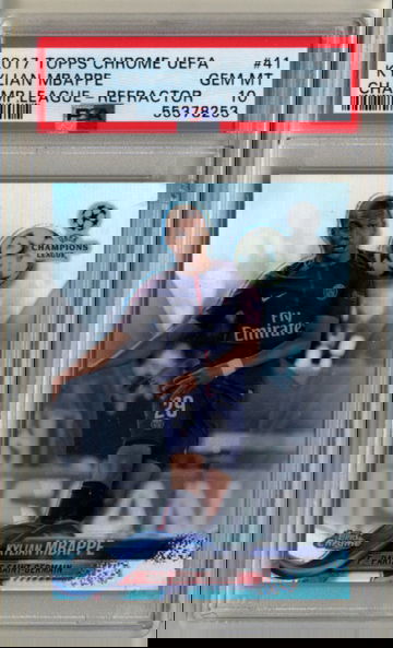 2017 Topps Chrome UEFA #41 Kylian Mbappe Refractor PSA 10 Gem Mint RC