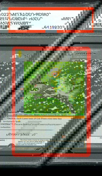 💎🤑 2022 Metazoo Promo GREEN GOBLIN 😈-FULL HOLO PAYMONEYWUBBY 💵🌲 PSA 9 🦁