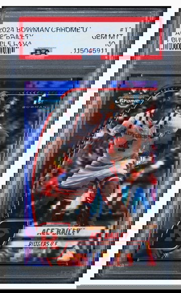 2024 Bowman Chrome University Ace Bailey Purple Lava SP 1st Rookie RC PSA 10 GEM