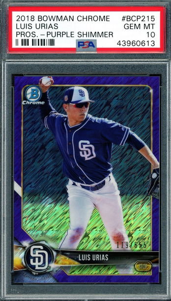 Luis Urias 2018 Bowman Chrome Purple Shimmer