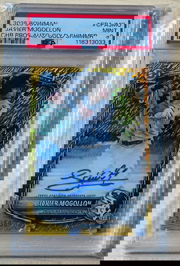 2025 Bowman Javier Mogollon Gold Shimmer Refractor Auto /50 PSA 9