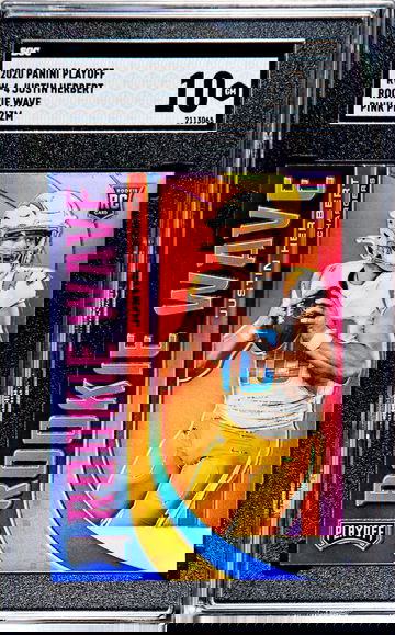 (POP 1) 2020 Panini Playoff RW-4 Justin Herbert Rookie Wave Pink Prizm SGC 10 Gem Mint 💎 Chargers