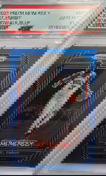 2022 Prizm Monopoly Joel Embiid Broadwalk Blue #d'/15 Psa Gem Mt 10 #67