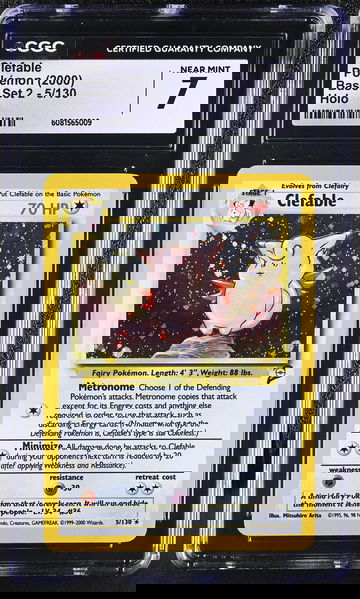 2000 Pokémon Base Set 2 Clefable #5/130 Holo CGC 7